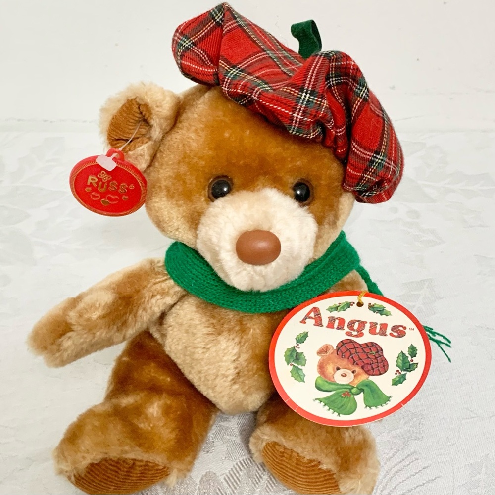 Vintage Russ Angus Bear Scottish Christmas Teddy Bear Plush 7” NEW Deadstock